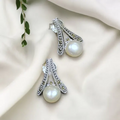 Pure Silver Abstract Pearl Earrings