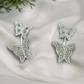Pure Silver Marcasite Double Butterfly Earrings