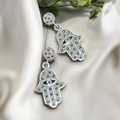 Pure Silver Marcasite Hamsa Hand Earrings