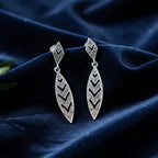 Pure Silver Marcasite Leaf Pattern Earrings