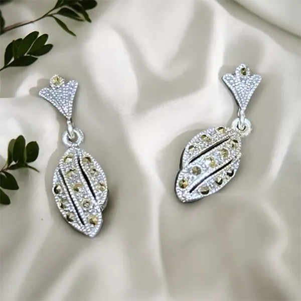 Pure Silver Marcasite Minimalist Earrings
