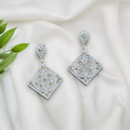 Pure Silver Marcasite Rhombus Pattern Earrings