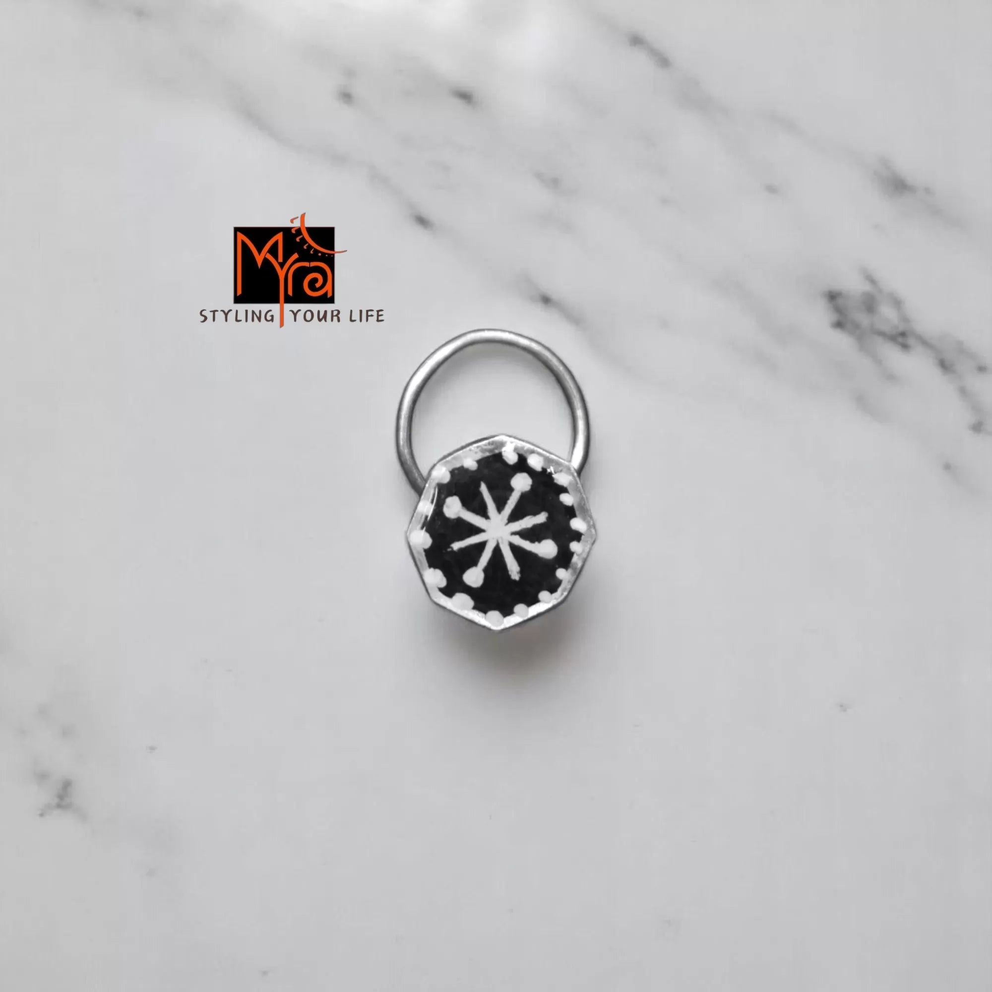 Raatphool Hexagon Silver Nosepin