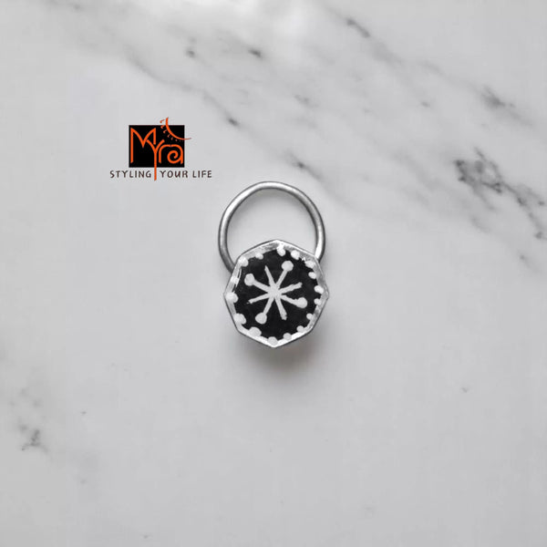 Raatphool Hexagon Silver Nosepin