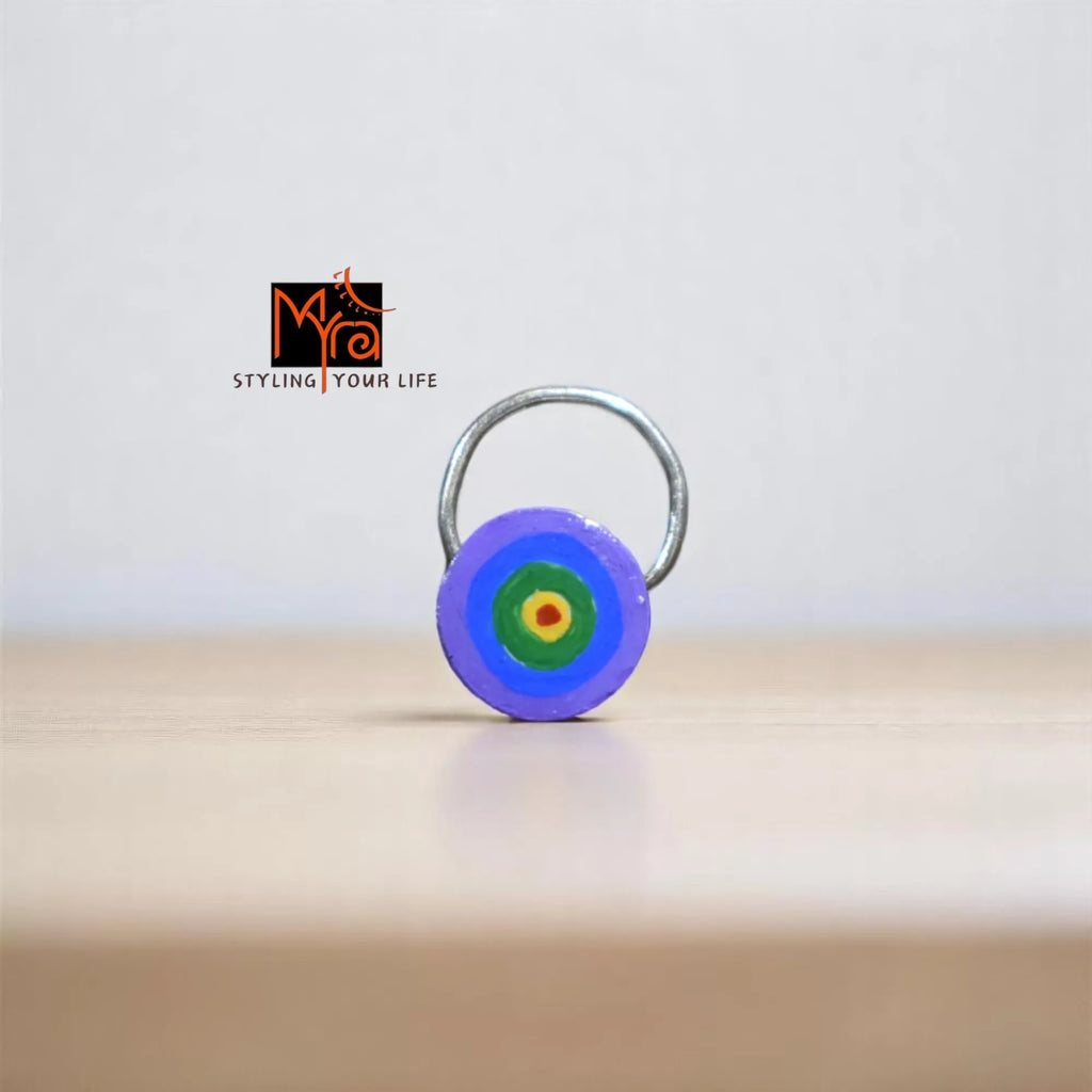 Rangbahar Circle Hand-Painted Silver Nosepin 92.5 sterling silver MYRA
