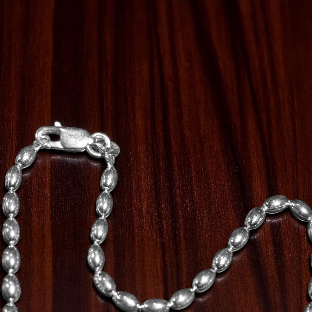Rice Bead Silver Anklet