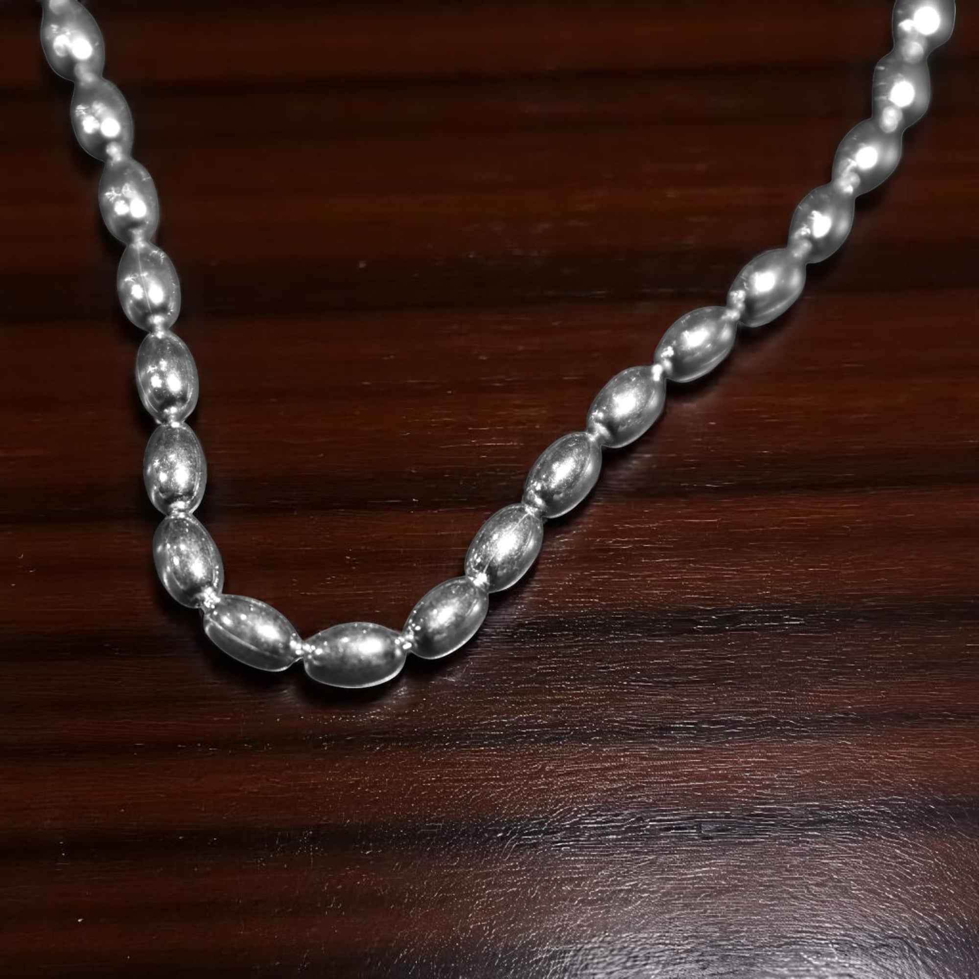 Rice Bead Silver Anklet