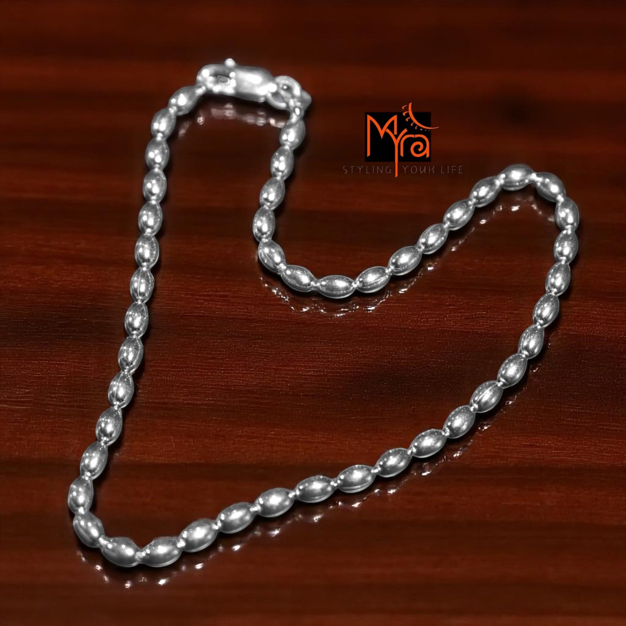 Rice Bead Silver Anklet