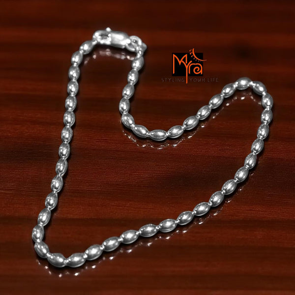 Rice Bead Silver Anklet