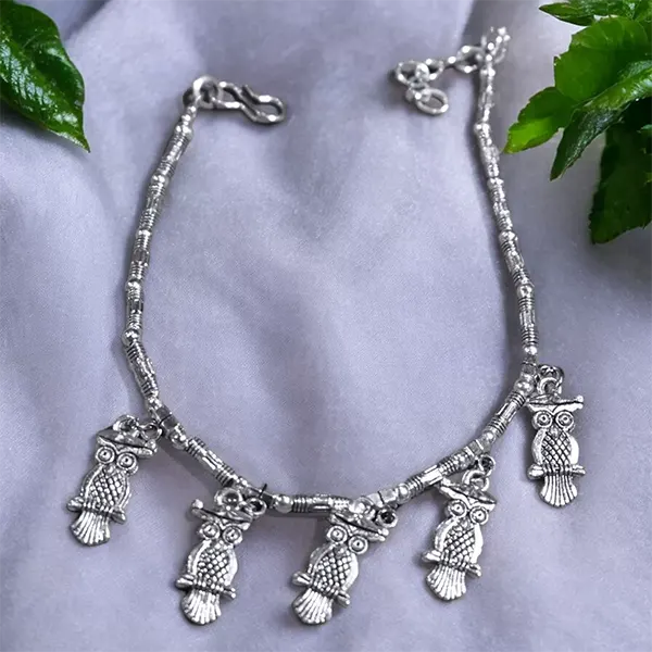 Metal Charm Anklet : Owl