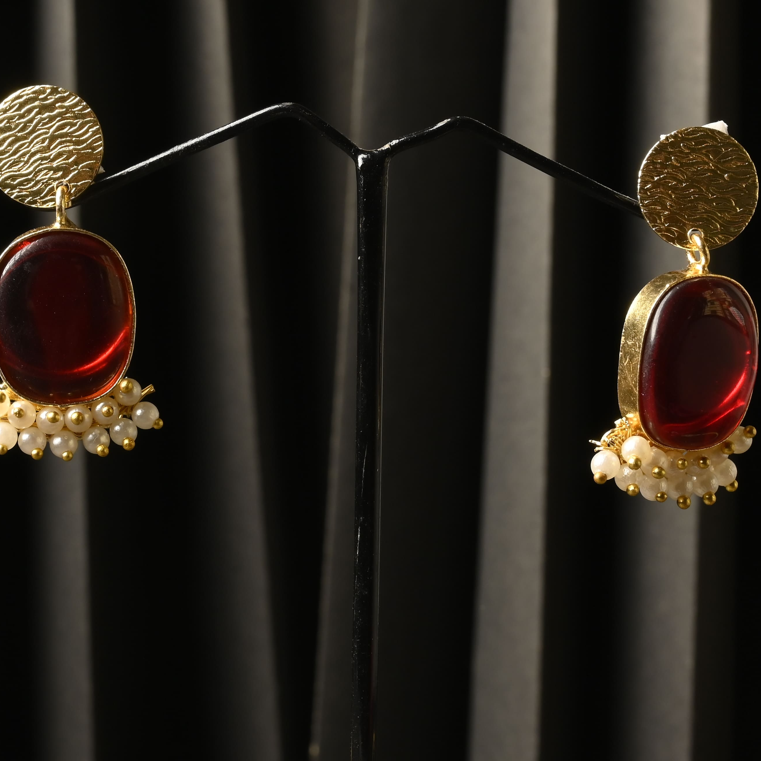 Maroon Bloom Necklace & Earring Set