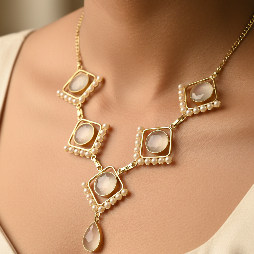 Aura White Stone Necklace