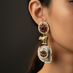 Dual Tone Pearl Drop Earrings