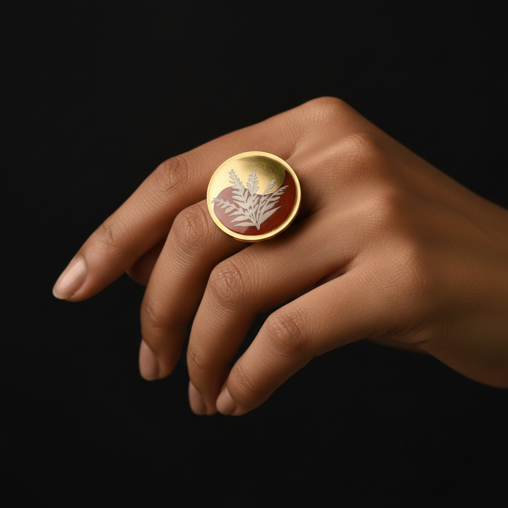Kaashpool Handpainted Brass Ring