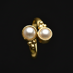 Twin Pearl Brass Ring