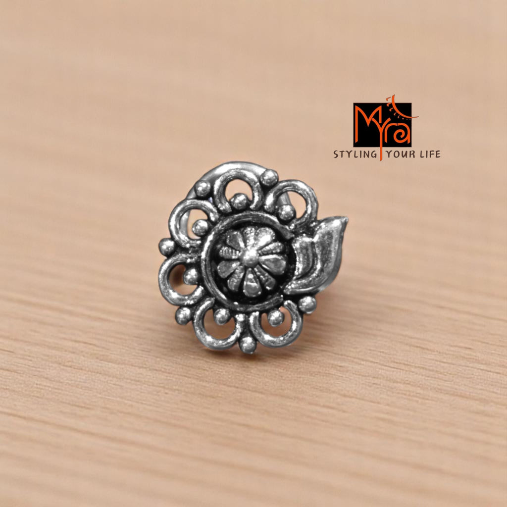 Buy pure silver traditional nosepin online India MYRA