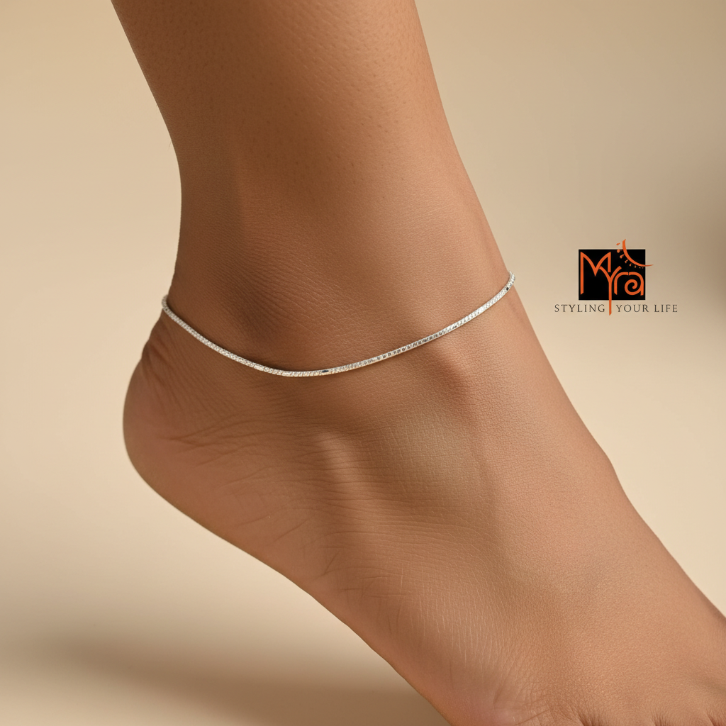 Snake Chain Silver Anklet