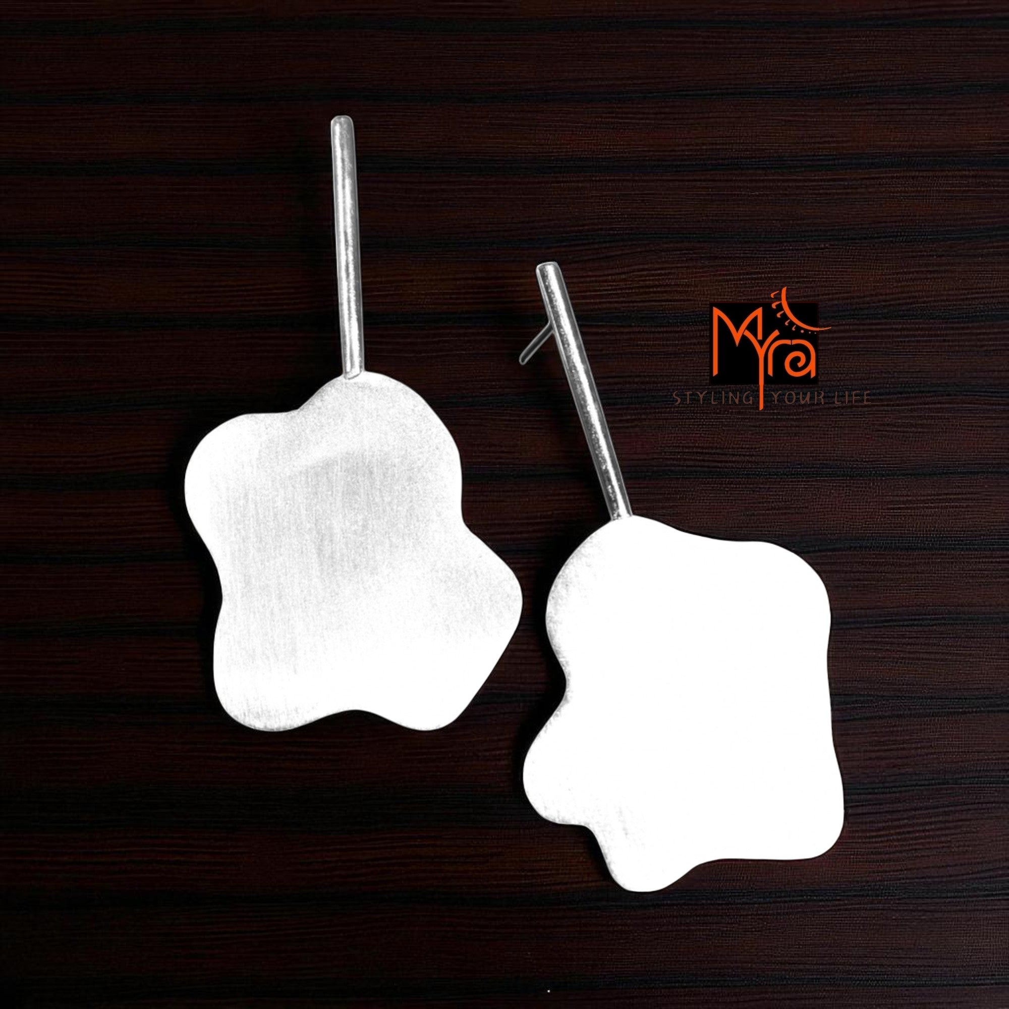 The Amoeba Brass Ear Studs (Silver Polished)