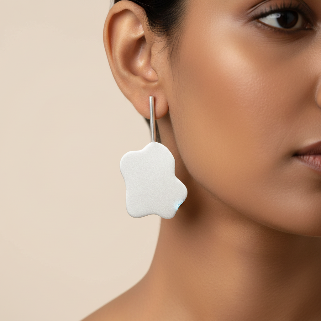 The Amoeba Brass Ear Studs (Silver Polished)