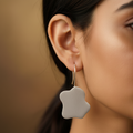 The Amoeba Brass Hanging Earrings (Silver Polished)