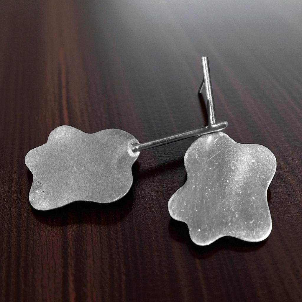 The Amoeba Brass Ear Studs (Silver Polished)