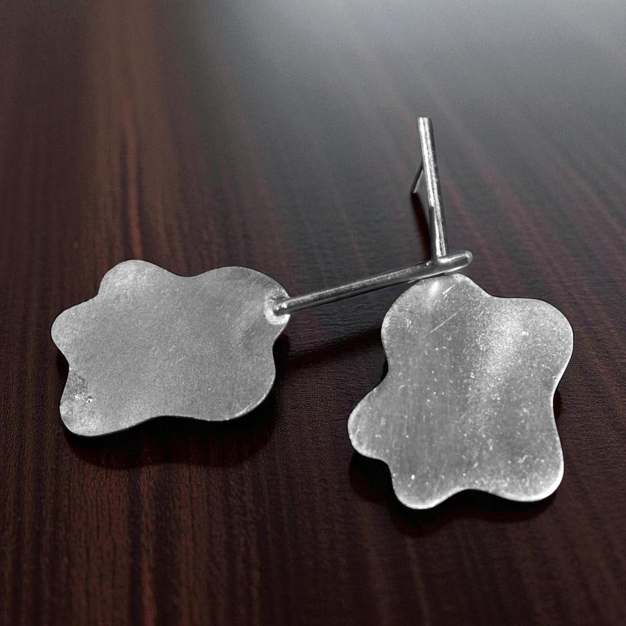 The Amoeba Brass Ear Studs (Silver Polished)