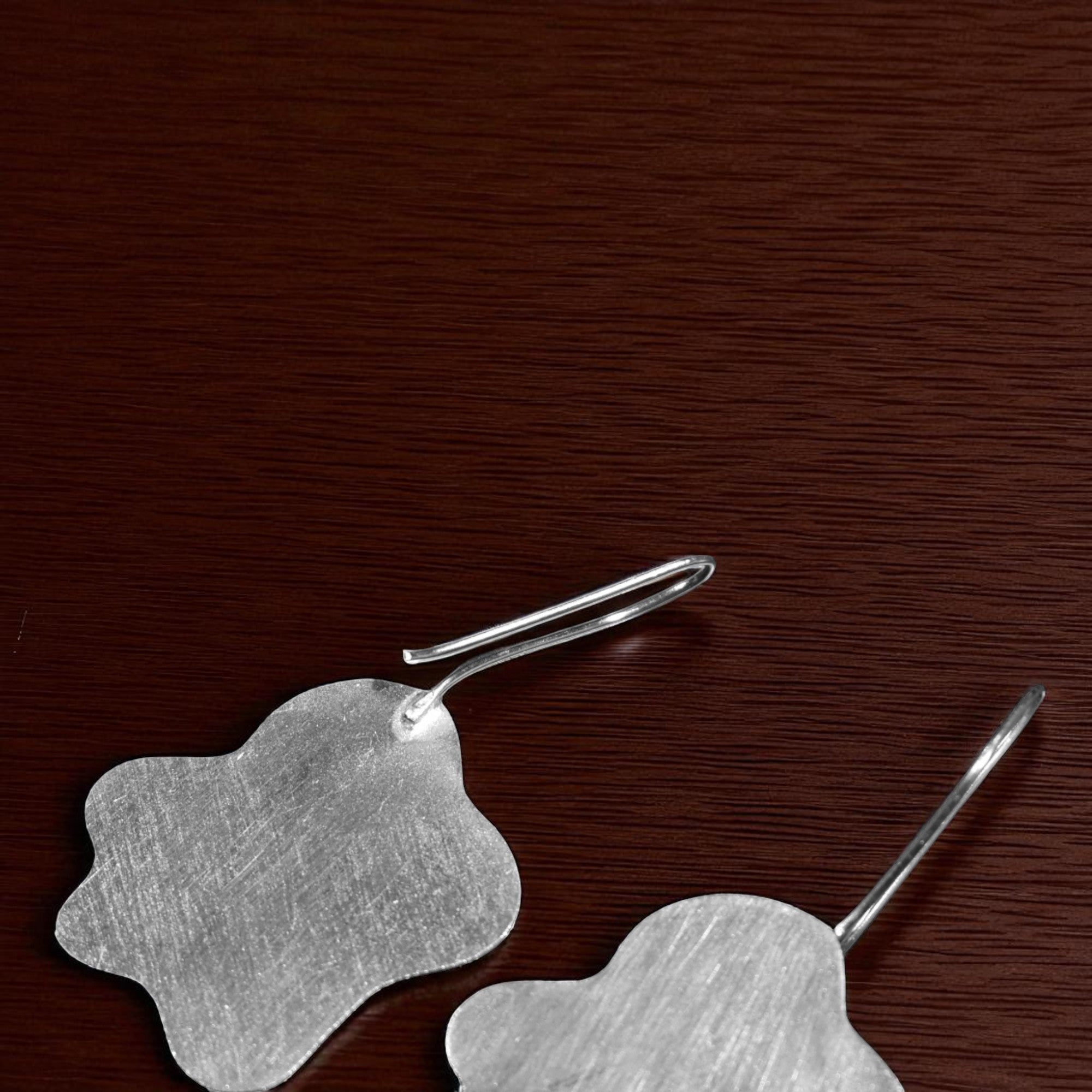 The Amoeba Brass Hanging Earrings (Silver Polished)