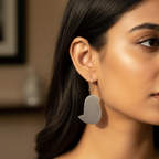 The Bird Brass Hanging Earrings (Silver Polished)