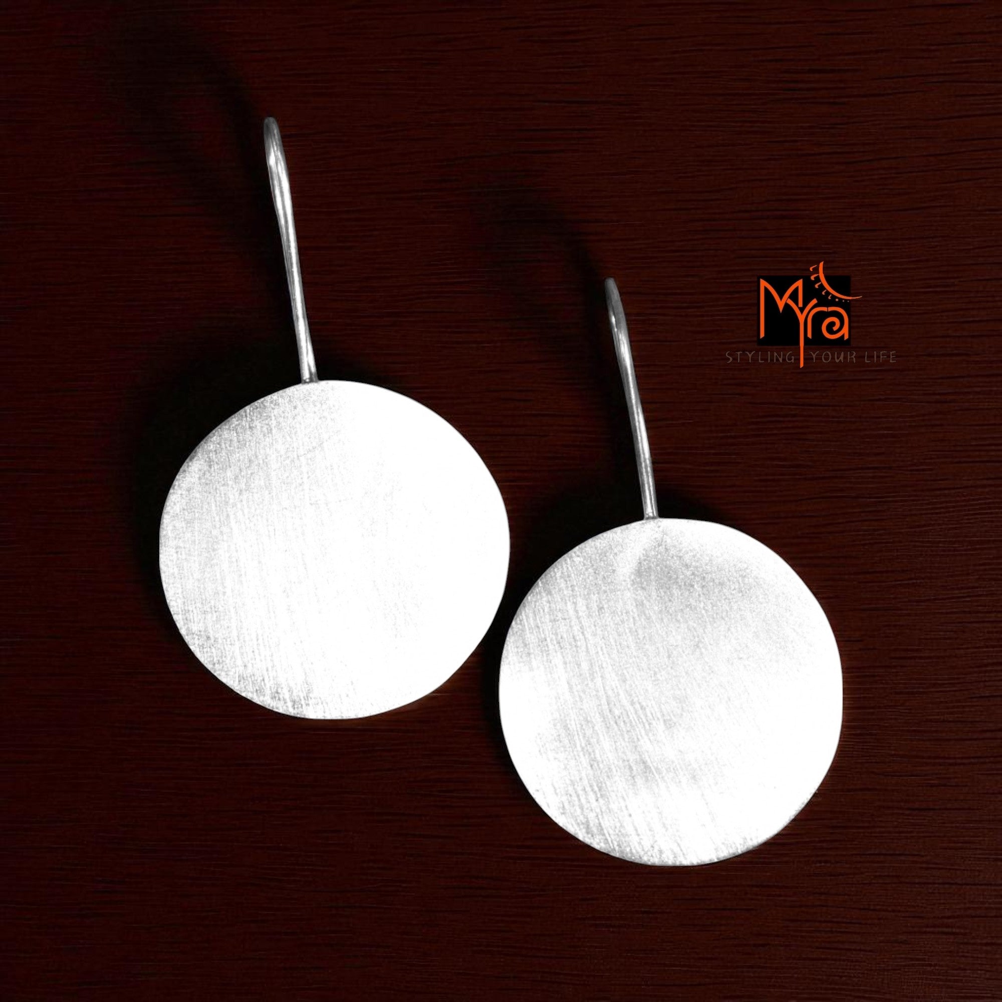 The Circle Brass Hanging Earrings (Silver Polished)