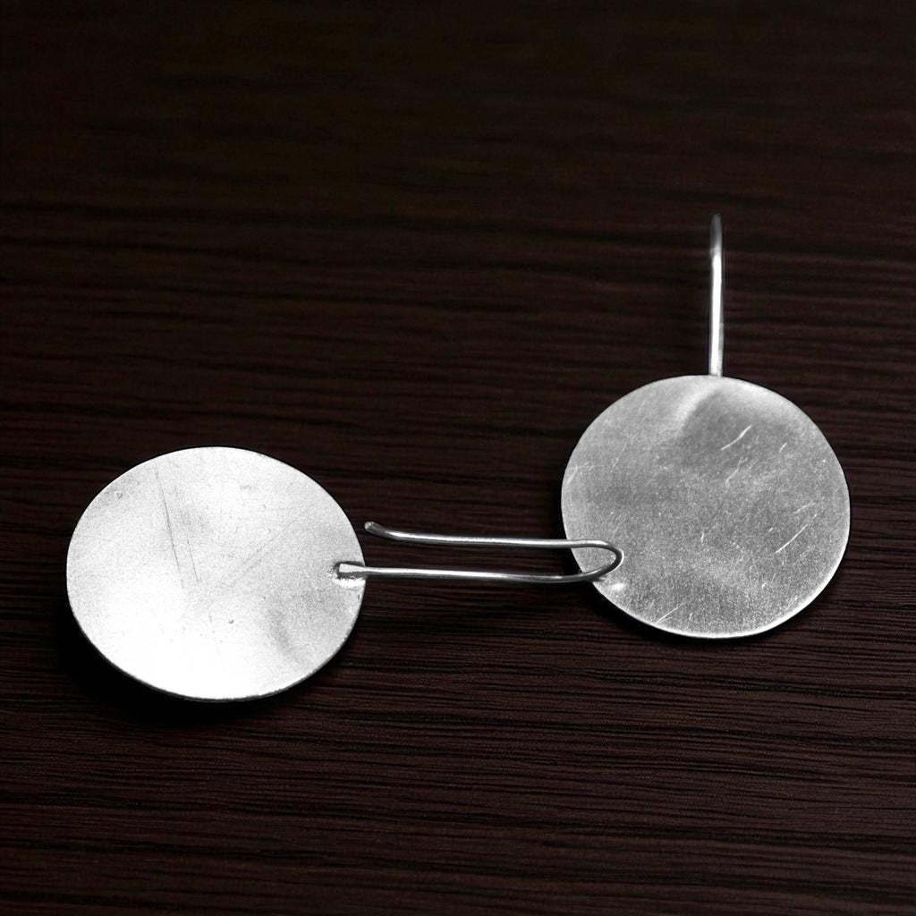 The Circle Brass Hanging Earrings (Silver Polished)