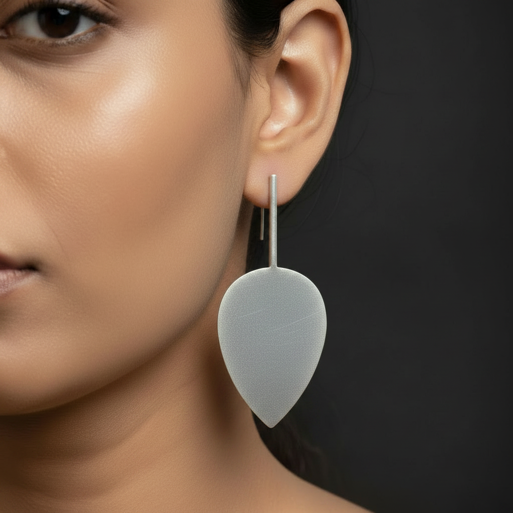 The Drop Brass Ear Studs (Silver Polished)