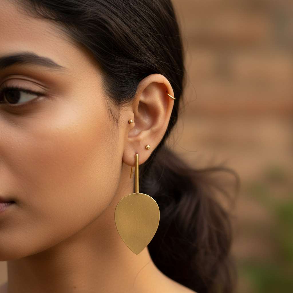 The Drop Brass Ear Studs