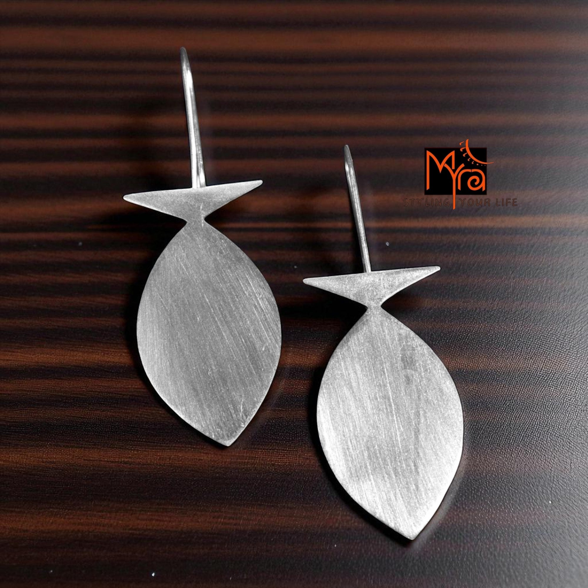 The Fish Brass Hanging Earrings (Silver Polished)