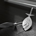 The Fish Brass Hanging Earrings (Silver Polished)