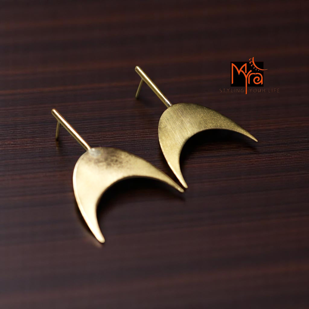 The Inverted Crescent Brass Ear Studs