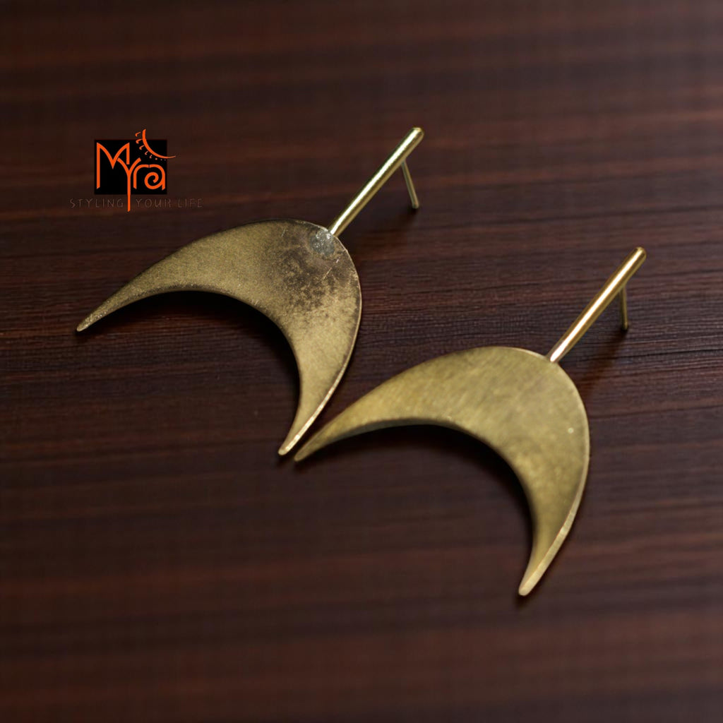 The Inverted Crescent Brass Ear Studs