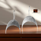 The Inverted Crescent Brass Hanging Earrings (Silver Polished)