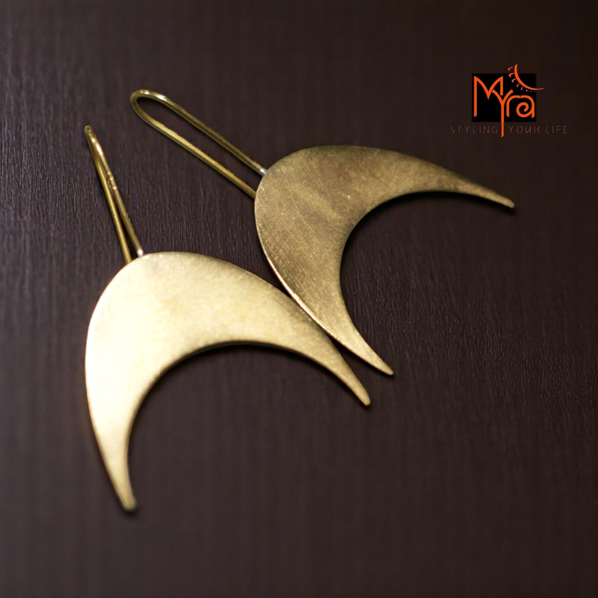 The Inverted Crescent Brass Hanging Earrings
