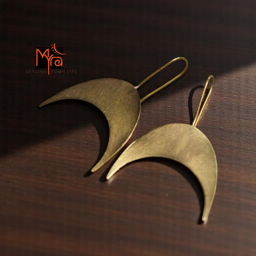 The Inverted Crescent Brass Hanging Earrings