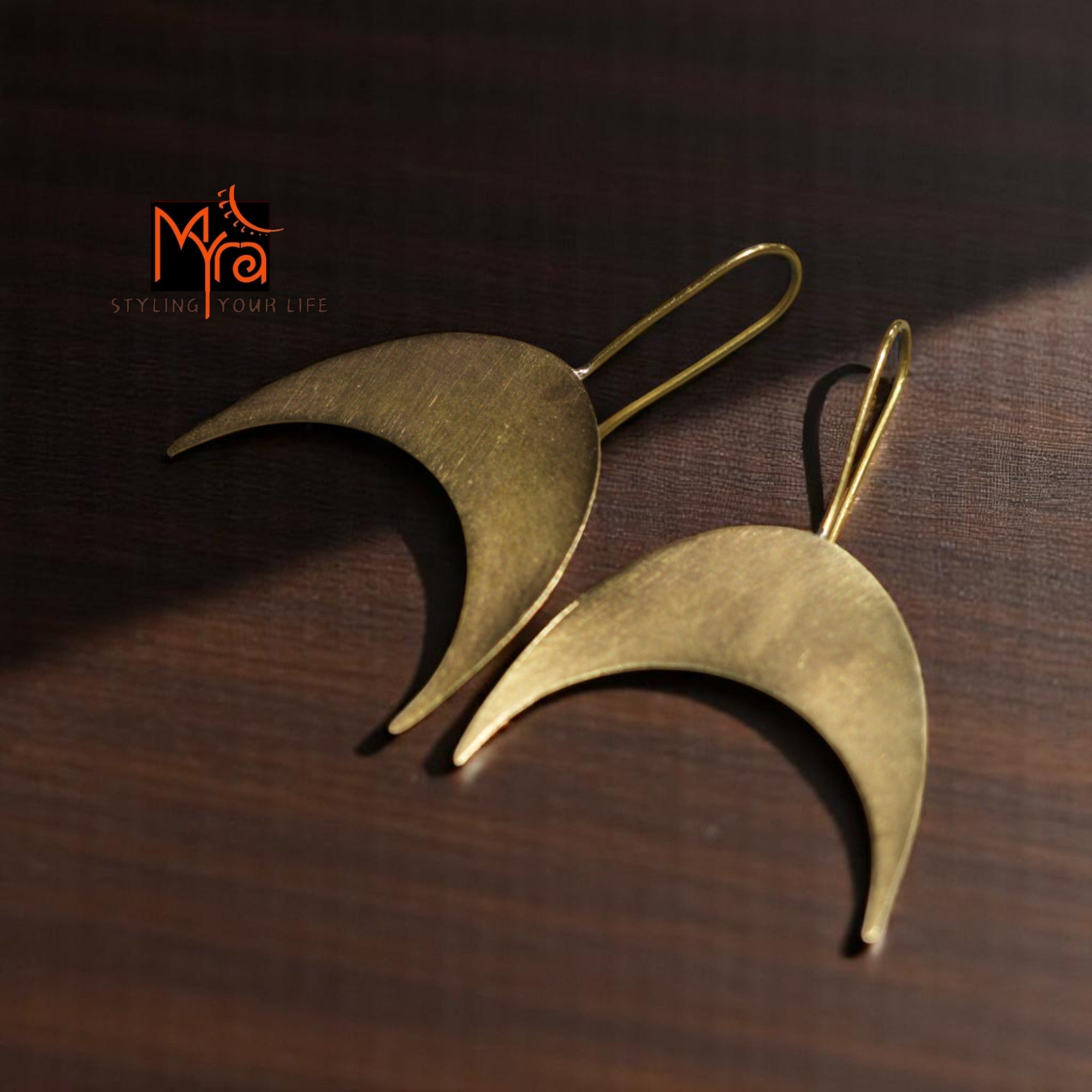 The Inverted Crescent Brass Hanging Earrings
