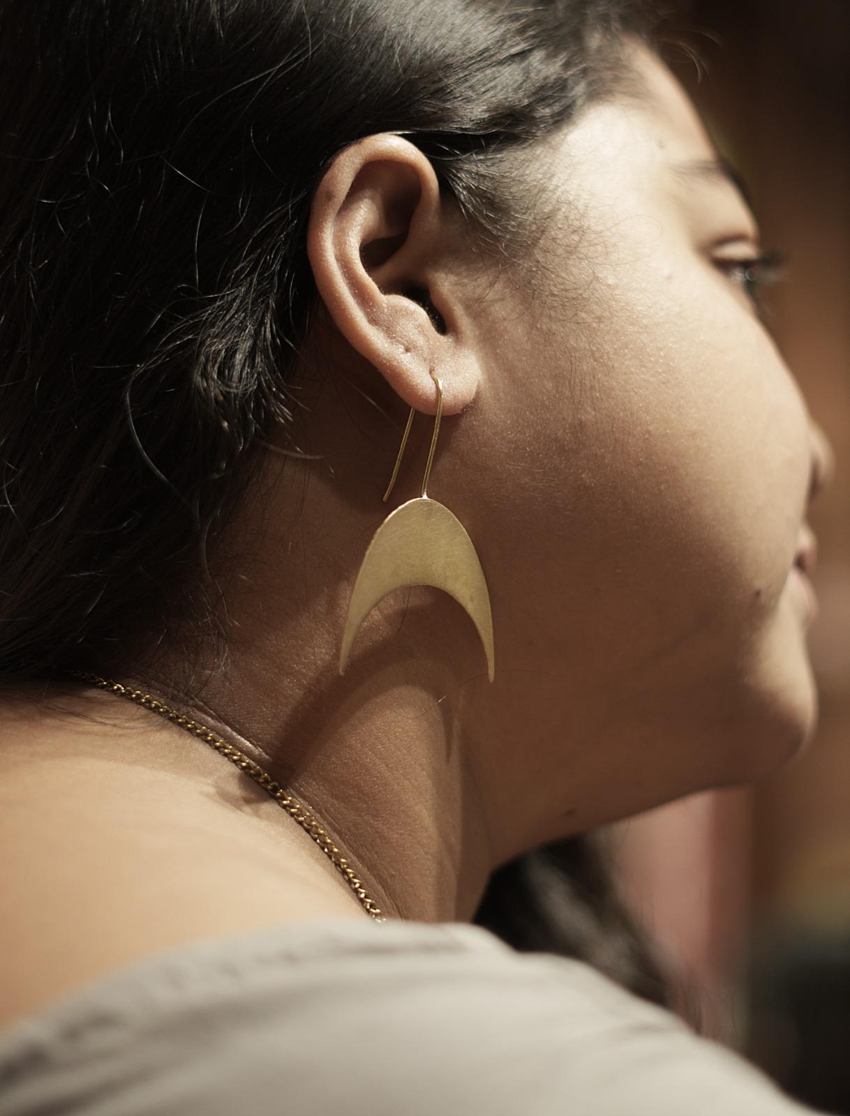 The Inverted Crescent Brass Hanging Earrings