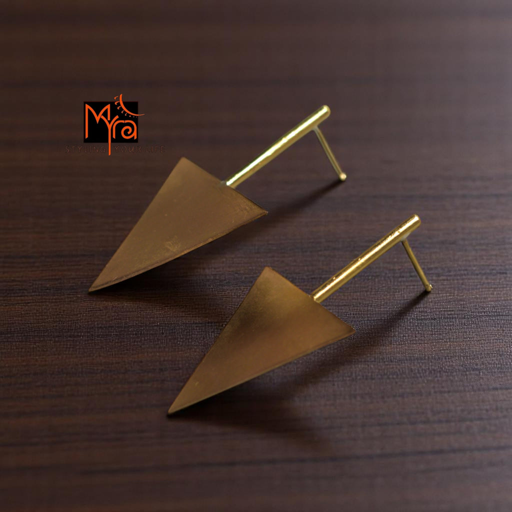 The Inverted Triangle Brass Ear Studs