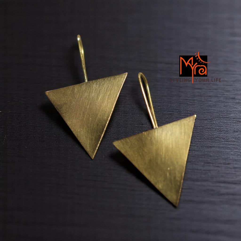 The Inverted Triangle Brass Hanging Earrings