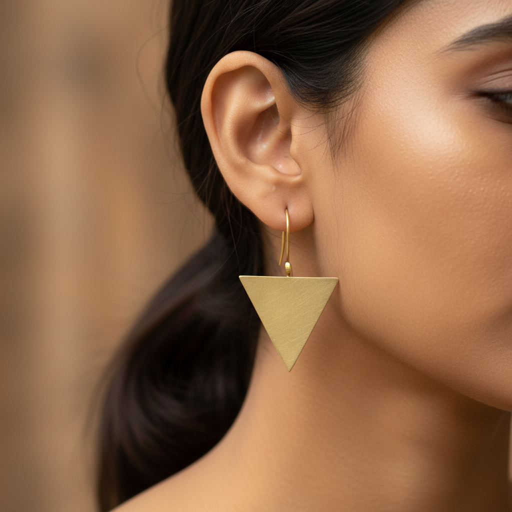 The Inverted Triangle Brass Hanging Earrings