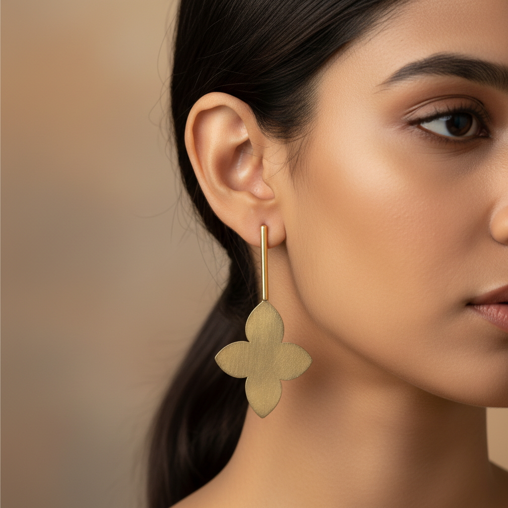 The Petals Brass Ear Studs