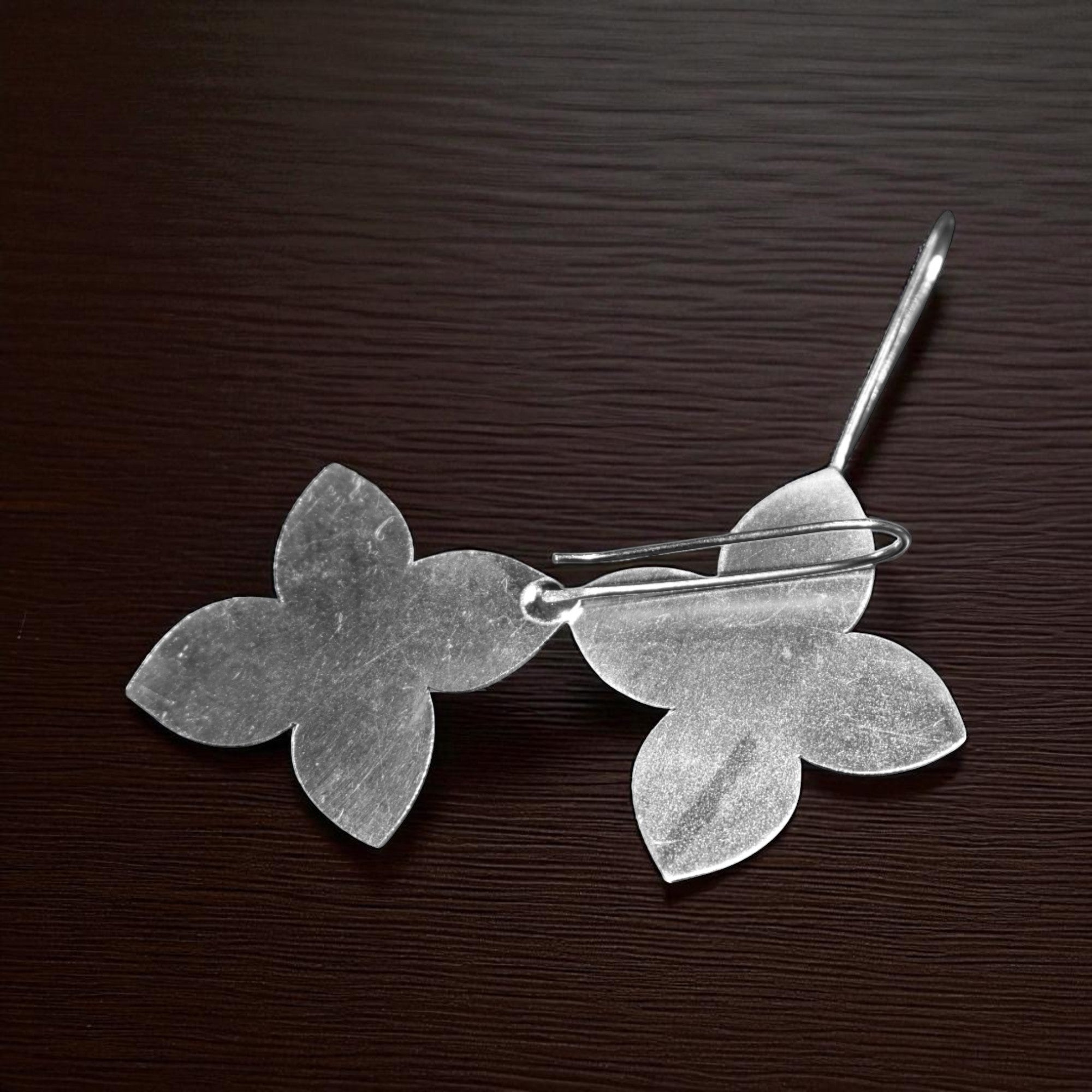 The Petals Brass Hanging Earrings (Silver Polished)
