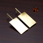 The Rectangle Brass Ear Studs