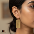 The Rectangle Brass Hanging Earrings