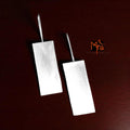 The Rectangle Brass Hanging Earrings (Silver Polished)