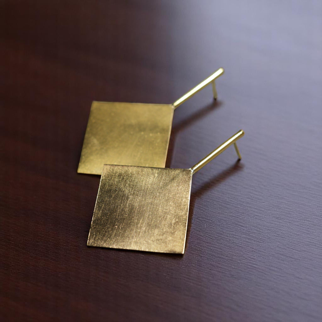 The Rhombus Brass Ear Studs